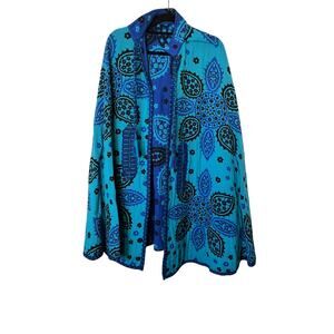 #1010 24WM | Arvi Vintage Tapestry Poncho Cape Shawl  One Size